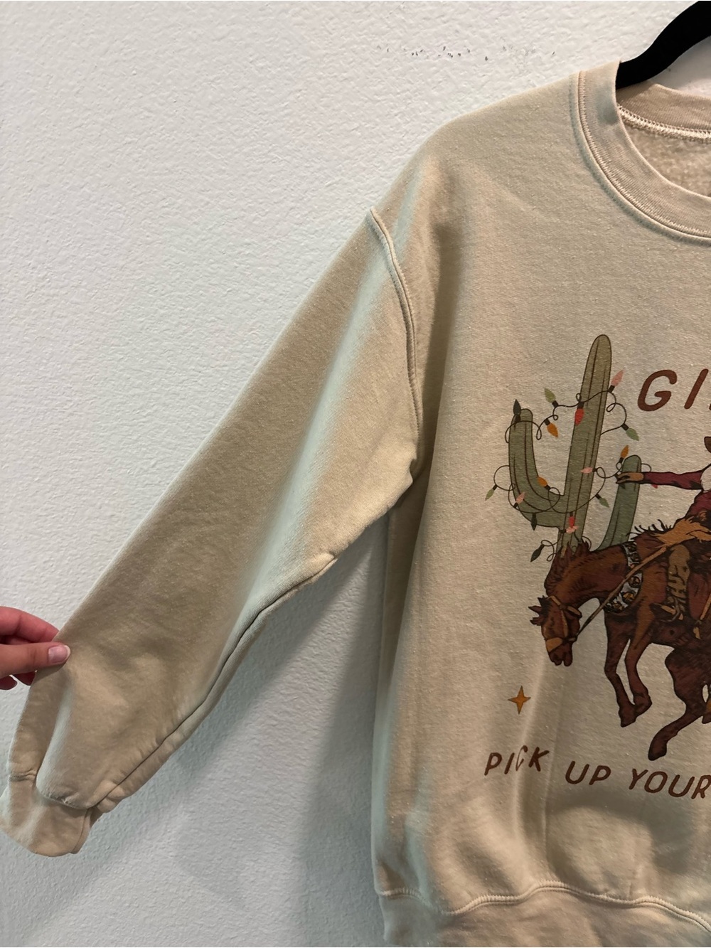 Giddy Up Cream Graphic Sweatshirt, size S - Picture 3 of 5